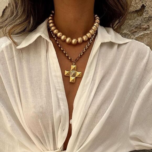 Vintage cross necklace #1173 - Picture 2 of 6